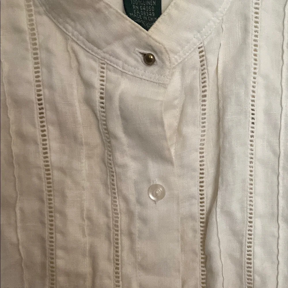 Lauren Ralph Lauren White Linen Blouse - Picture 3 of 5